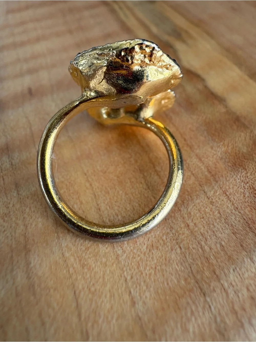 Robyn Rhodes Druzy Open Ring with Gold Trim - adjustable